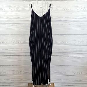 Leith black velvet pinstriped maxi dress Women's Size S